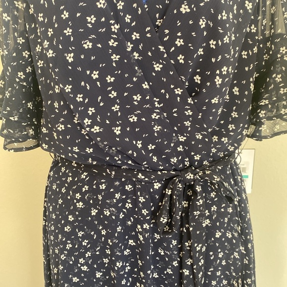 DKNY Womens Printed Ruffle-Sleeve Tie Waist Dress - Size 16 NWT - Picture 10 of 11